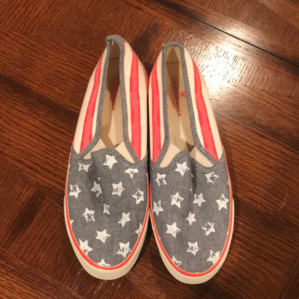 American Eagle American flag slip ons